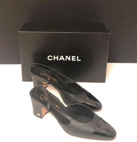 chanel black slingback heels|vintage chanel slingback heels.